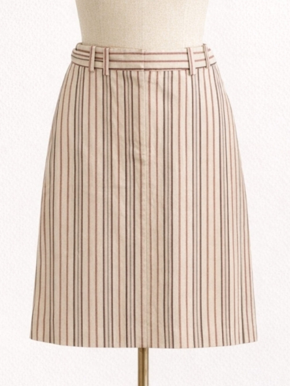 Vintage THE LIMITED Striped Cotton Skirt | Cream Coral Orange Brown | SIZE 6 - Picture 1 of 11